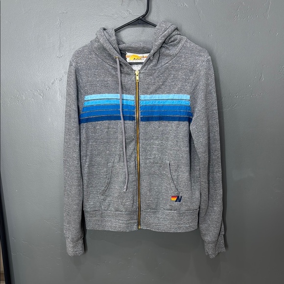 Aviator Nation Gray Hoodie with Blue Stripes - Picture 1 of 1
